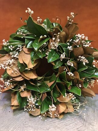 Fresh Magnolia and White Tallow Berry Wreath