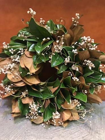 Fresh Magnolia and White Tallow Berry Wreath