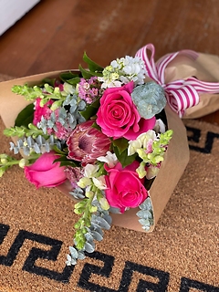 Pink rose and protea wrap