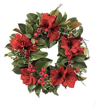 Faux Amaryllis Wreath