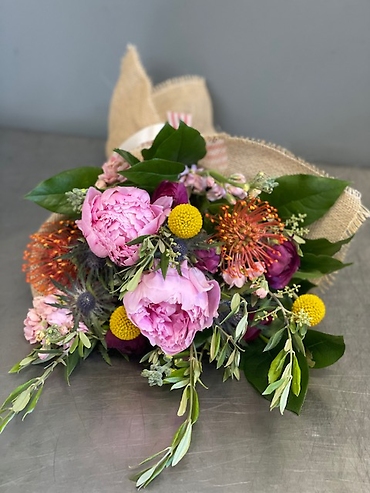 Burlap with Peonies